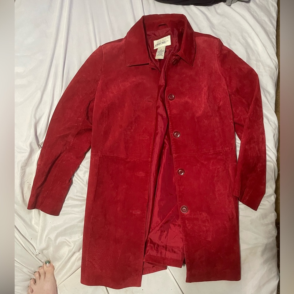 Red leather jacket